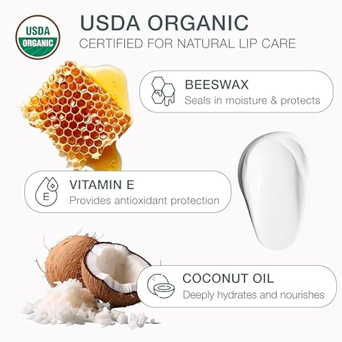 Bambalo USDA ORGANIC LIP BALM UNFLAVORED 4-PACK BY  BEESWAX, COCONUT OIL, VITAMIN E  GENTLE LIP REPAIR CHAPSTICK FOR DRY LIPS  MOISTURIZING CARE FOR MEN AND WOMEN - Image 3